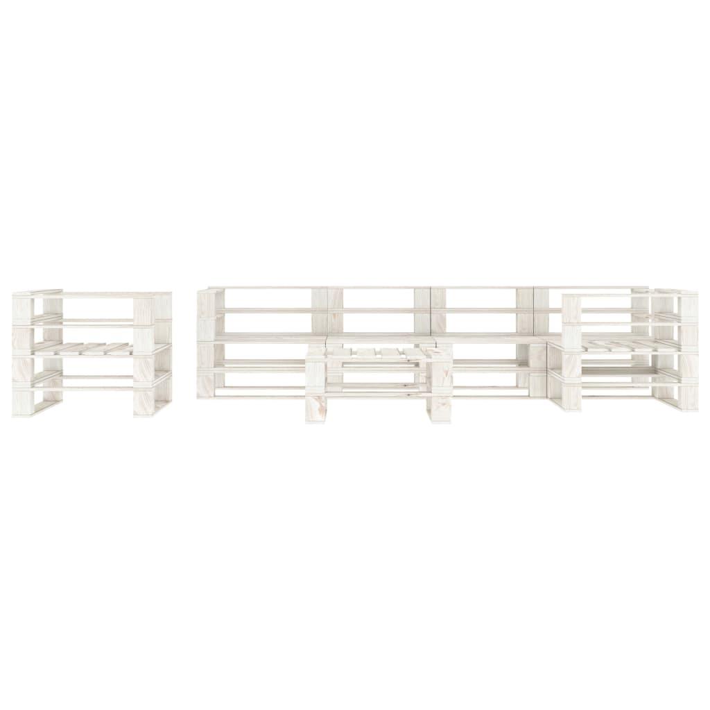 7 Piece Garden Pallet Lounge Set Wood White