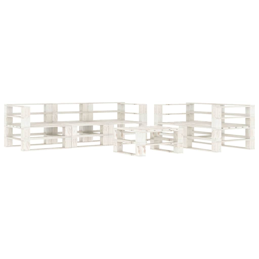 6 Piece Garden Pallet Lounge Set Wood White