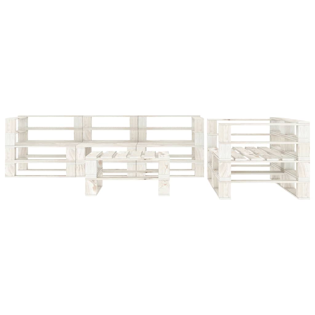 6 Piece Garden Pallet Lounge Set Wood White