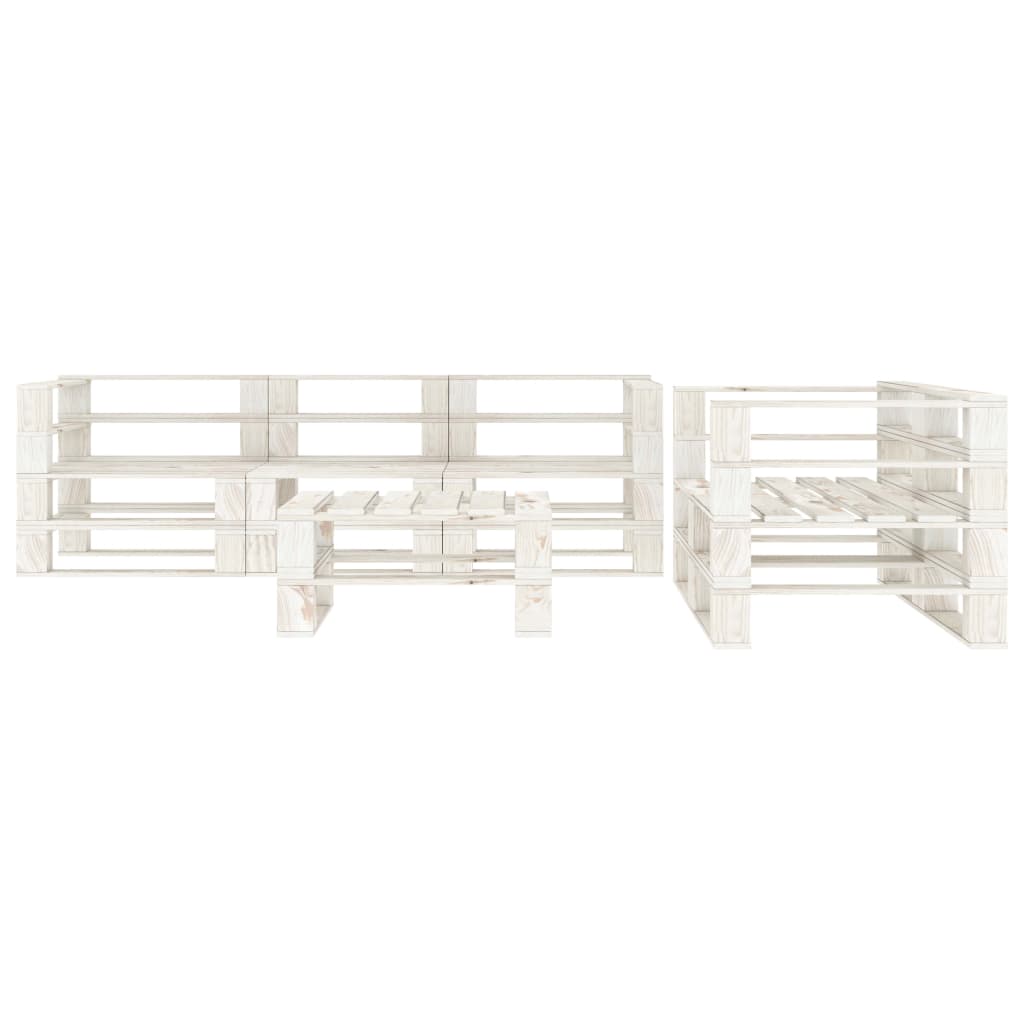 6 Piece Garden Pallet Lounge Set Wood White