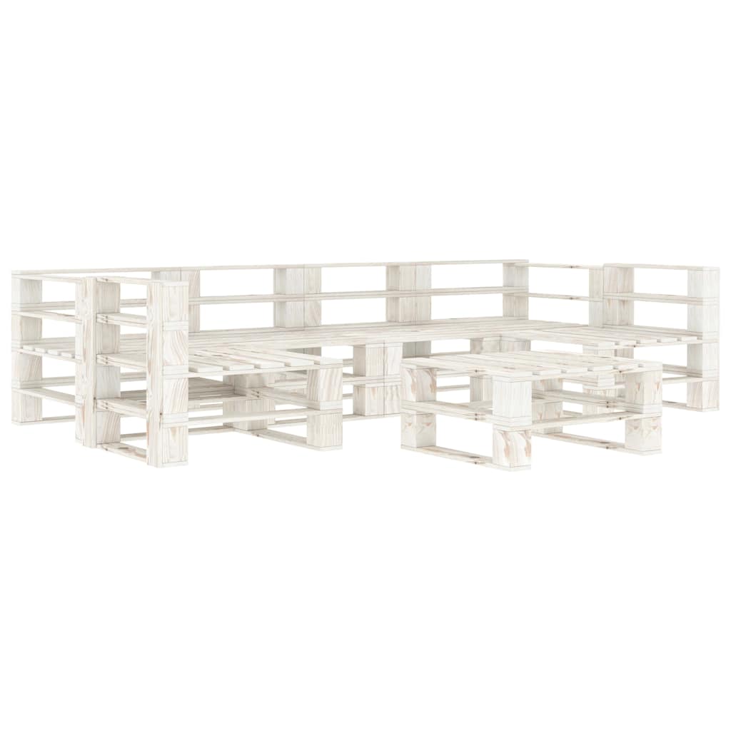 7 Piece Garden Pallet Lounge Set Wood White