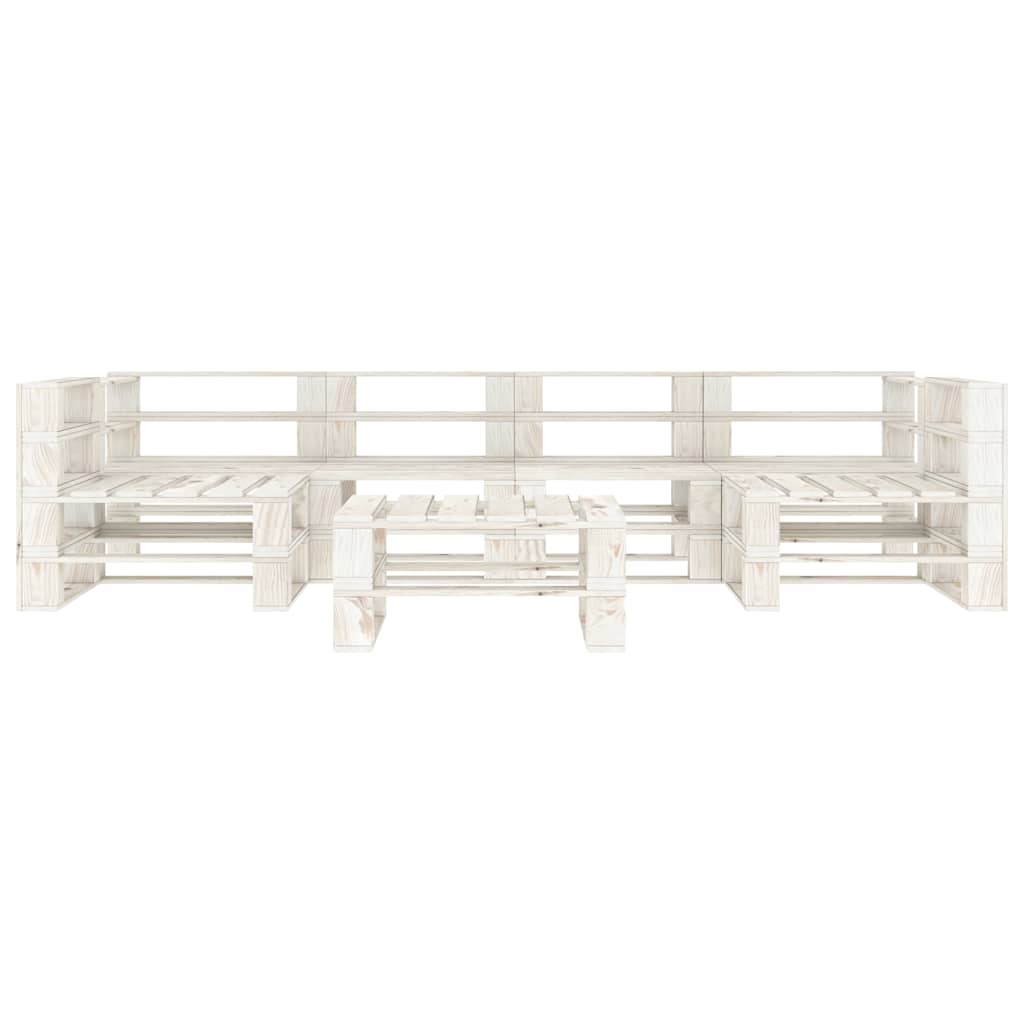 7 Piece Garden Pallet Lounge Set Wood White