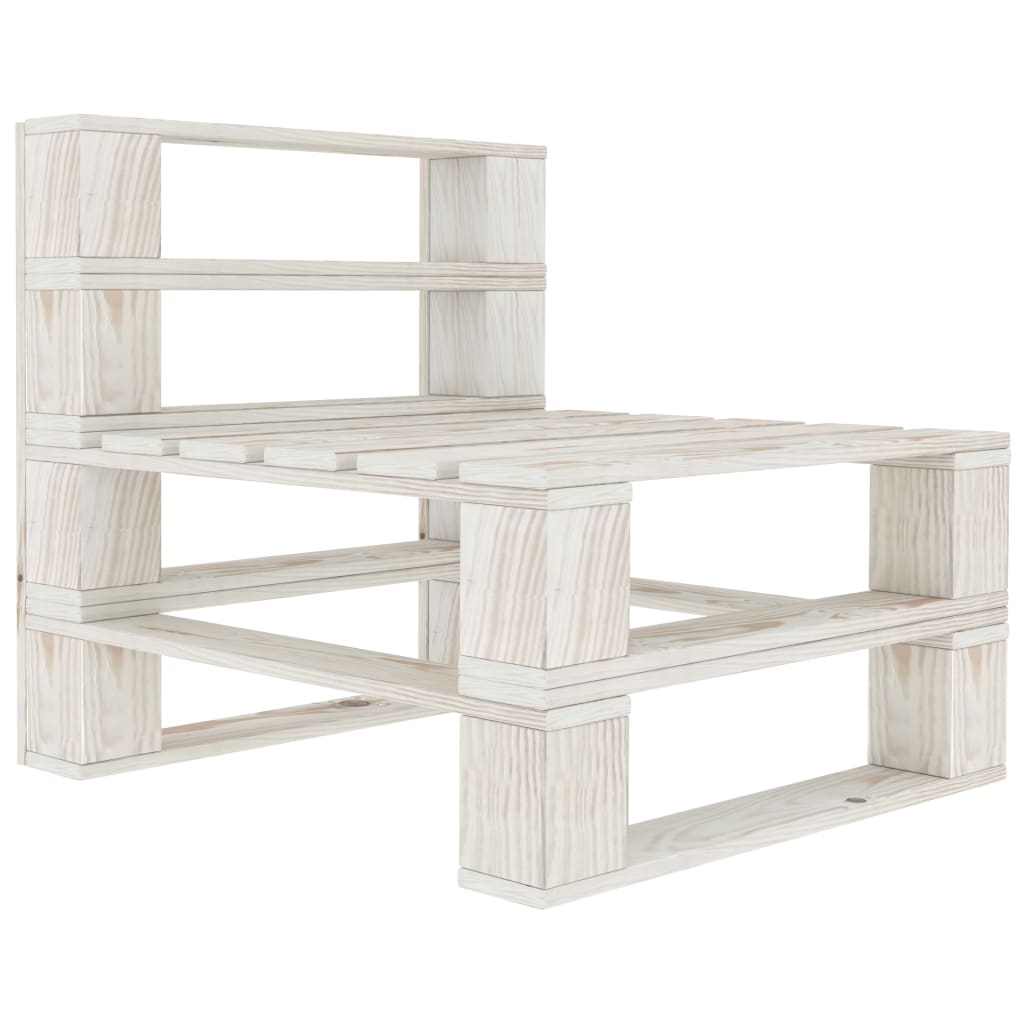 Garden Pallet Sofa White 3-Seater Wood