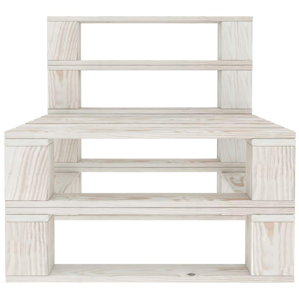 Garden Pallet Sofa White 3-Seater Wood