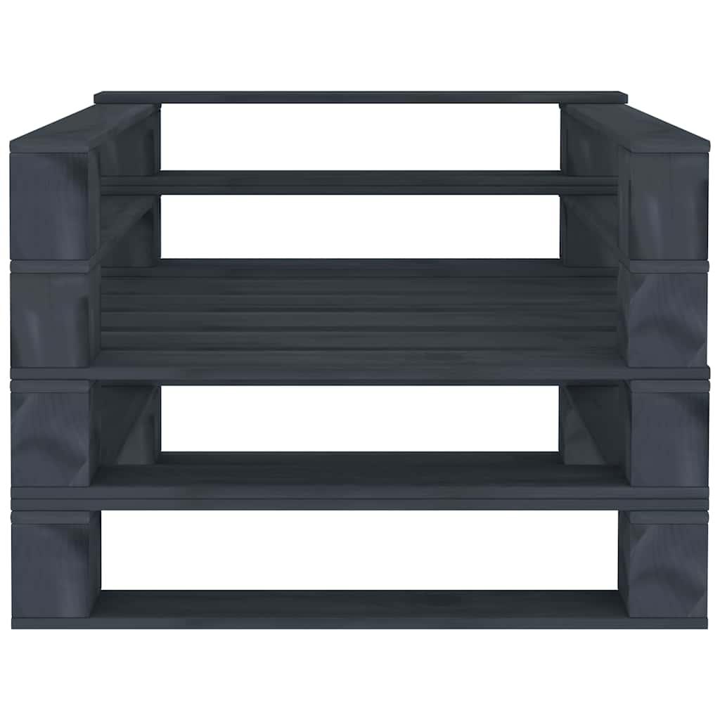 7 Piece Garden Pallet Lounge Set Wood Grey
