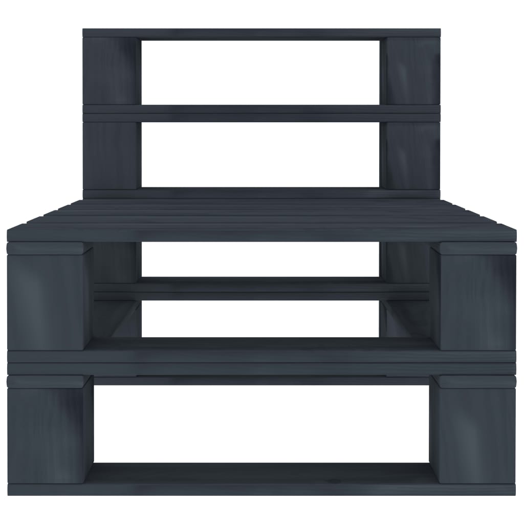 Garden Pallet Sofa Grey 3-Seater Wood