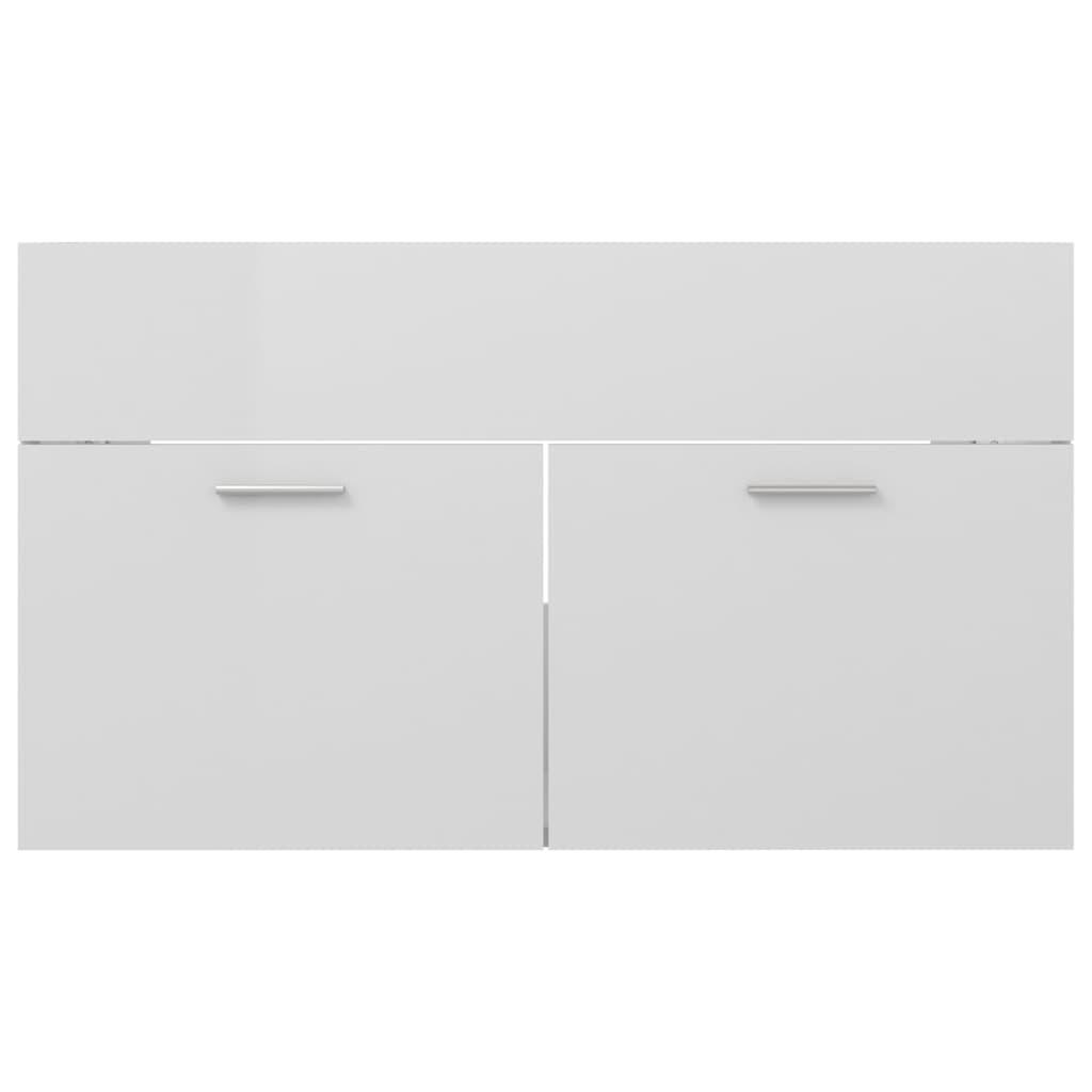 Bathroom Furniture Set High Gloss White Engineered Wood