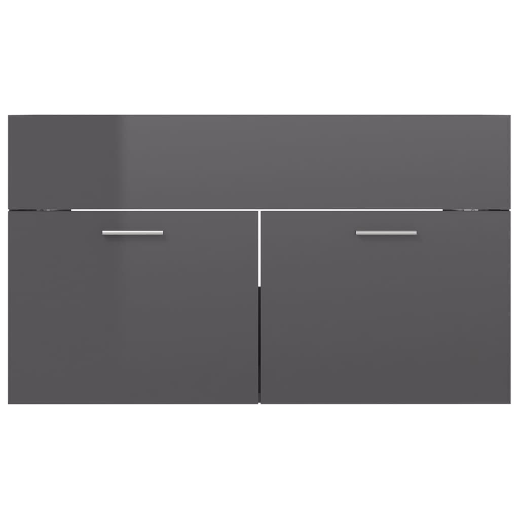 Bathroom Furniture Set High Gloss Grey Engineered Wood