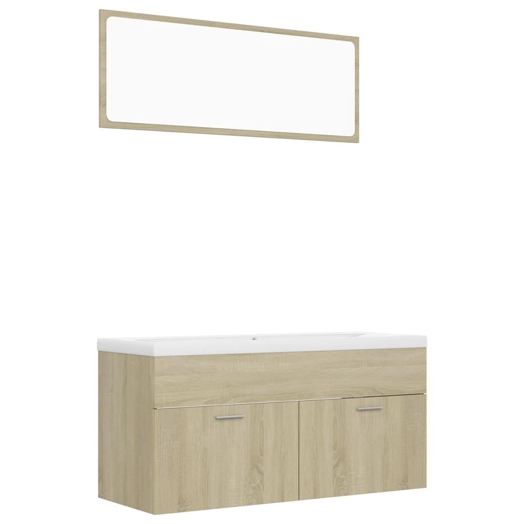 Bathroom Furniture Set Sonoma Oak Engineered Wood