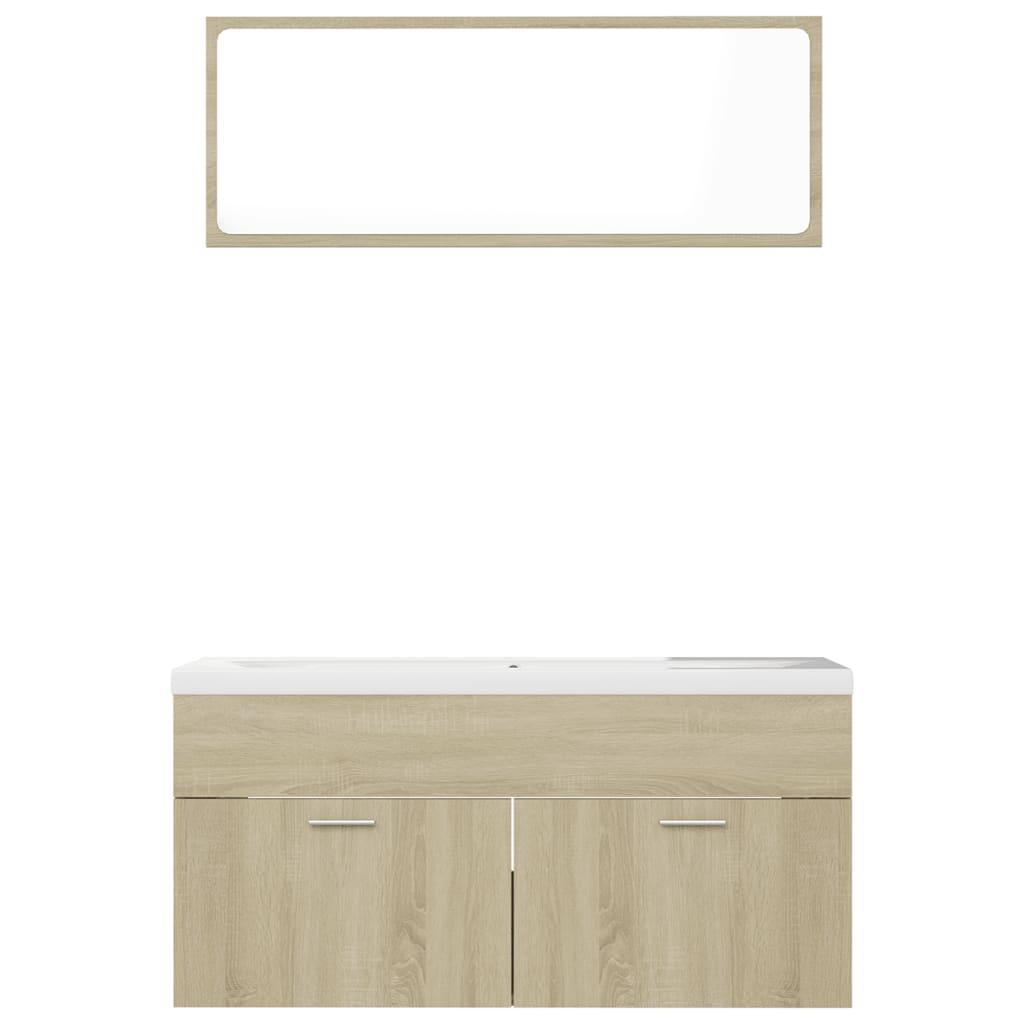 Bathroom Furniture Set Sonoma Oak Engineered Wood