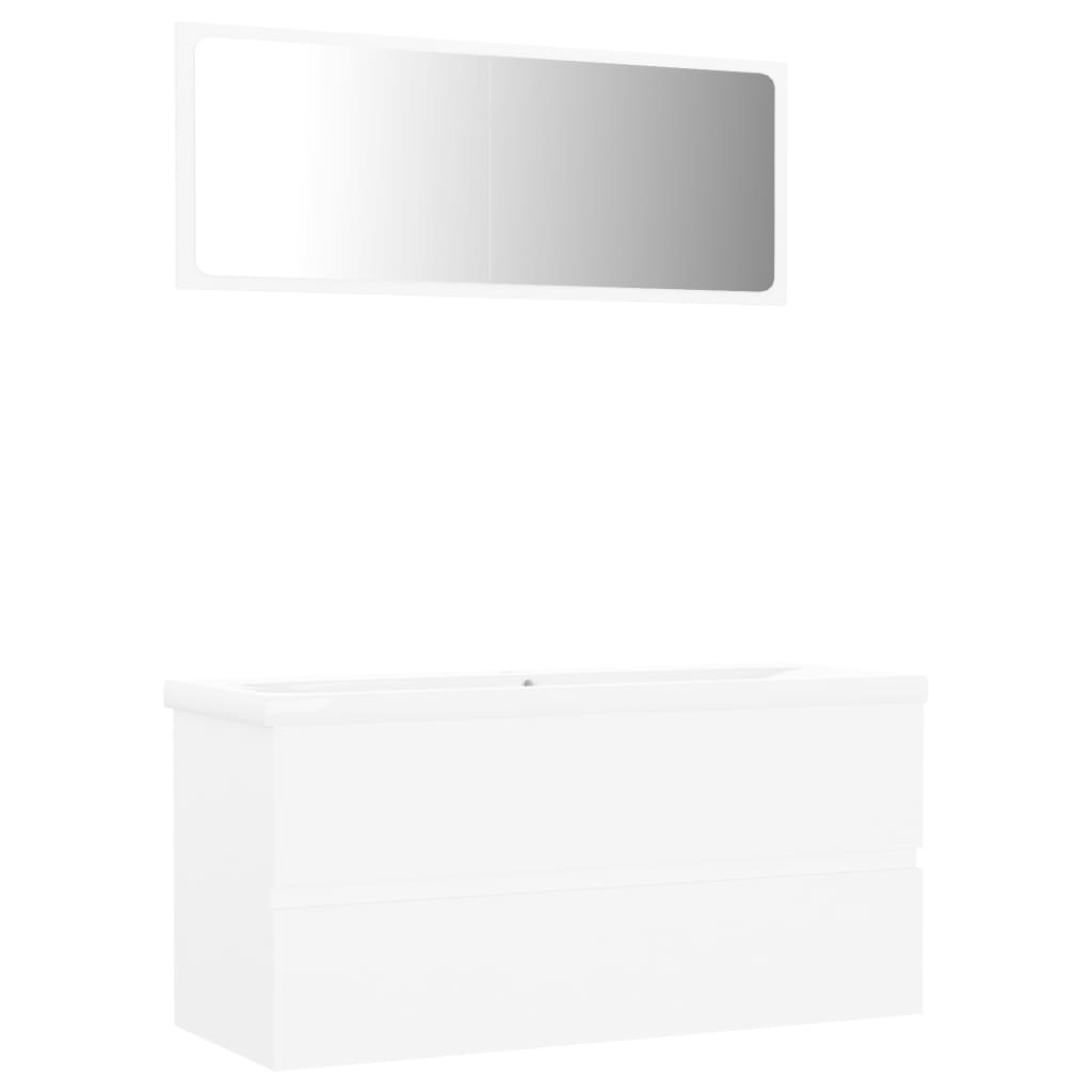 Bathroom Furniture Set White Engineered Wood