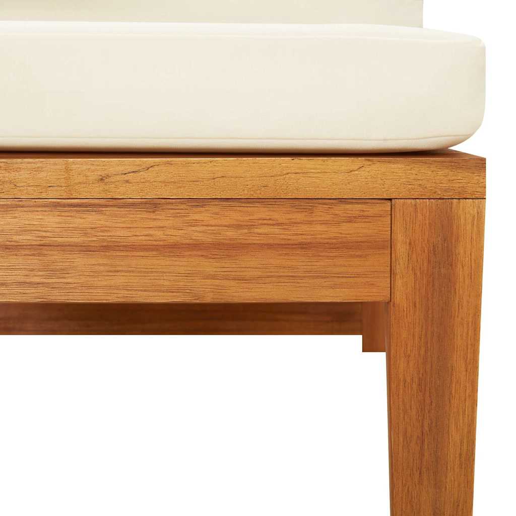 Corner Sofa with Cream White Cushions Solid Acacia Wood