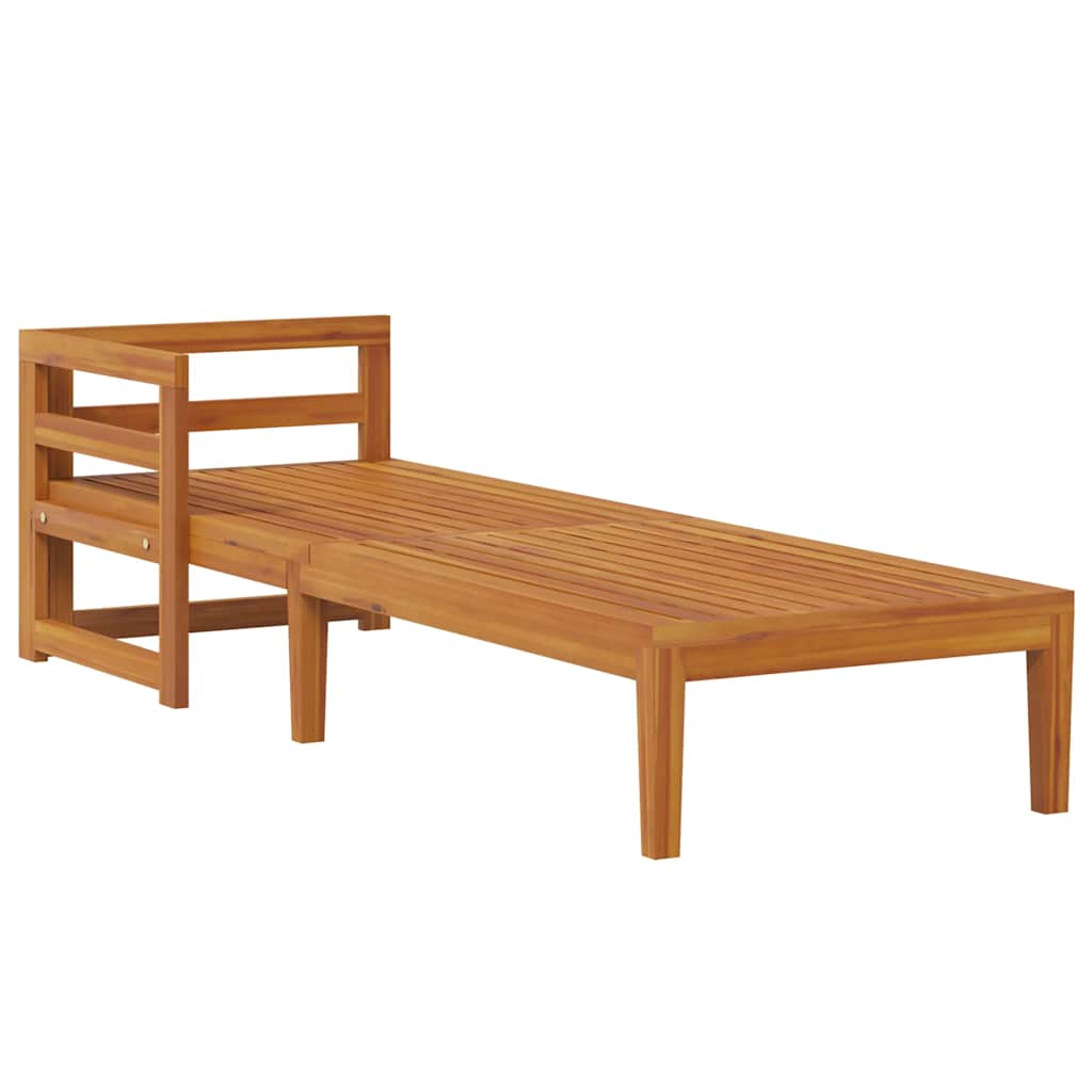 Sun Lounger with 1 Armrest Dark Grey Solid Acacia Wood