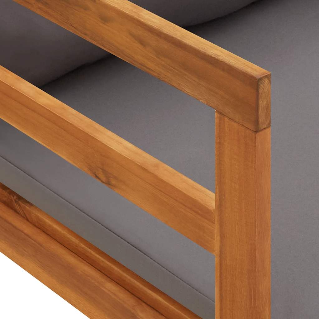 Sun Lounger with 1 Armrest Dark Grey Solid Acacia Wood