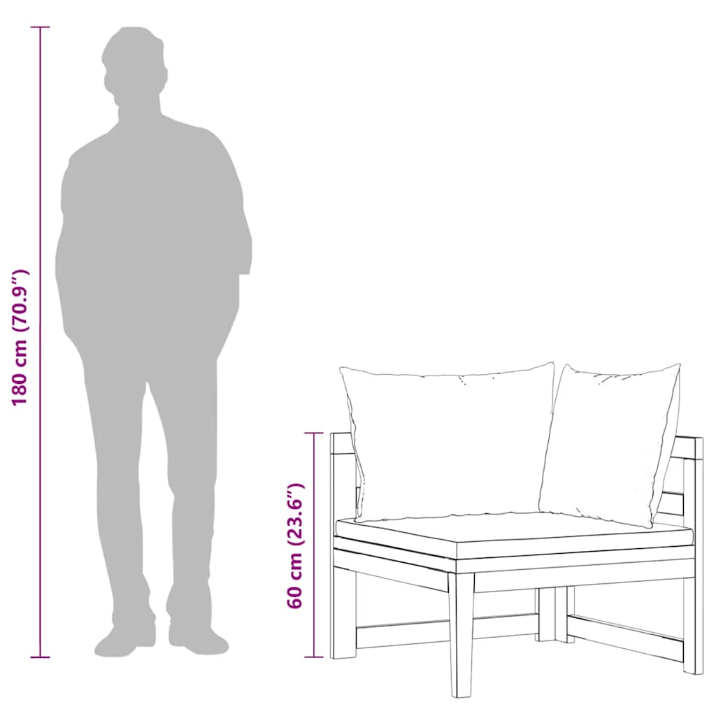 Corner Sofa with Dark Grey Cushions Solid Acacia Wood