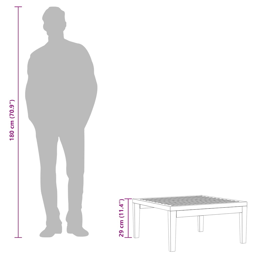 Garden Table 64x64x29 cm Solid Acacia Wood