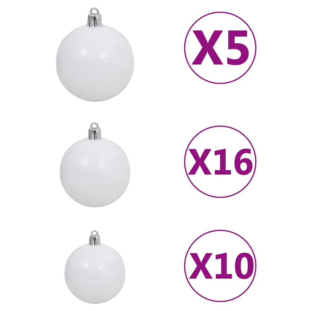120 Piece Christmas Ball Set with Peak and 300 LEDs White&Gey