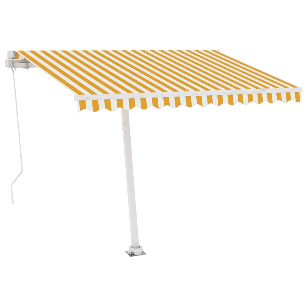 Manual Awning 3 x 2.5 m Yellow and White Stripe 100% Polyester