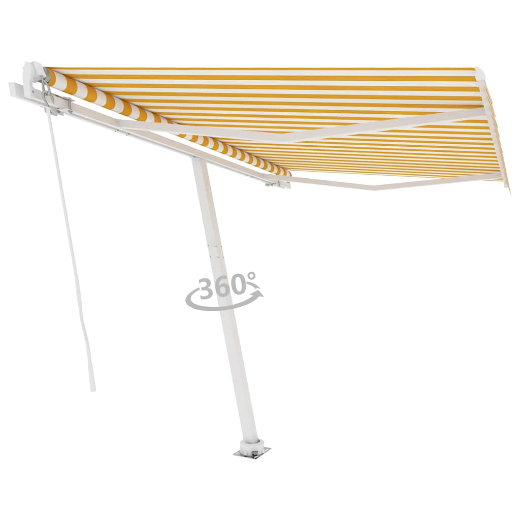 Manual Awning 3 x 2.5 m Yellow and White Stripe 100% Polyester