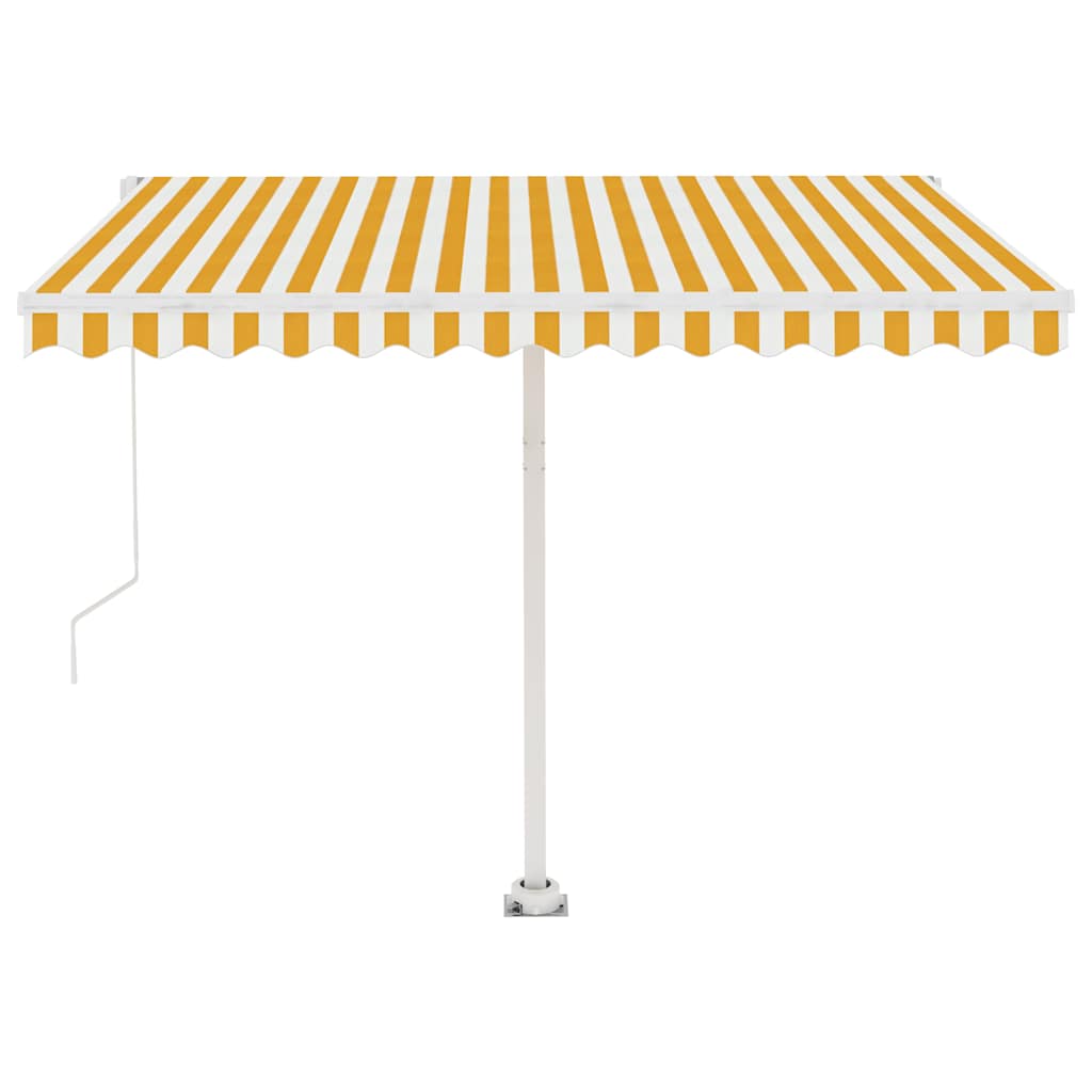 Manual Awning 3 x 2.5 m Yellow and White Stripe 100% Polyester