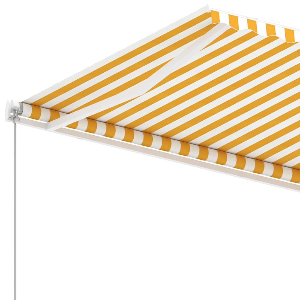 Manual Awning 3 x 2.5 m Yellow and White Stripe 100% Polyester