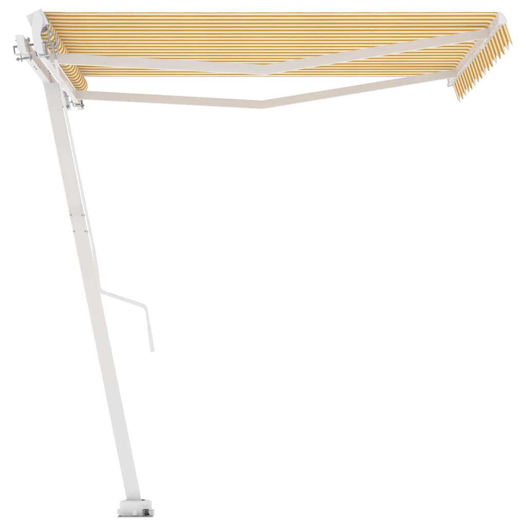 Manual Awning 3 x 2.5 m Yellow and White Stripe 100% Polyester