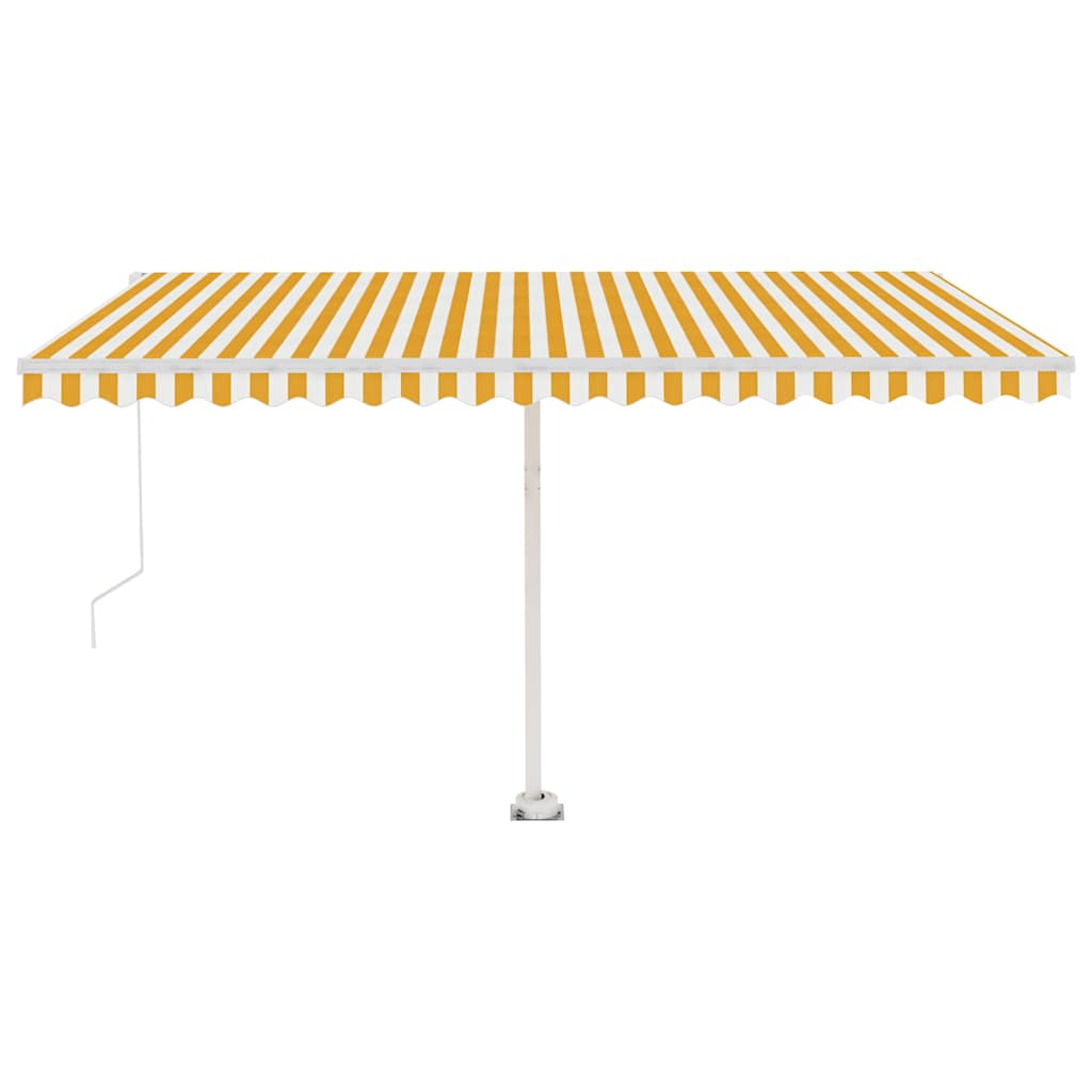 Manual Awning 4 x 3 m Yellow and White Stripe 100% Polyester