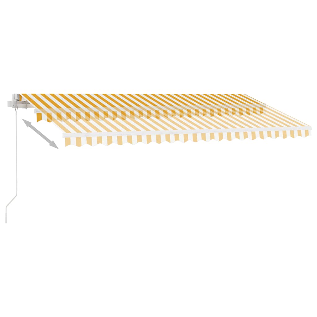 Manual Awning 4.5 x 3 m Yellow and White Stripe 100% Polyester