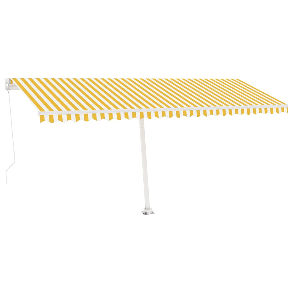 Manual Awning 5 x 3 m Yellow and White Stripe 100% Polyester