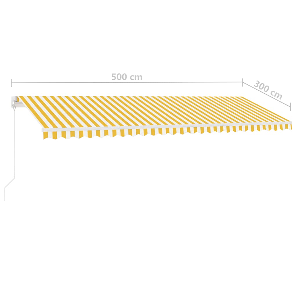 Freestanding Manual Retractable Awning 500x300 cm Yellow/White (313193+313176+315091)