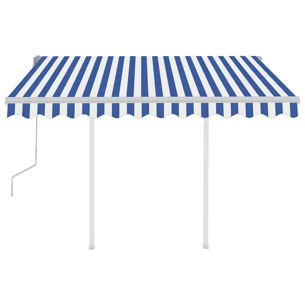 Manual Awning 3 x 2.5 m Blue and White Stripe 100% Polyester