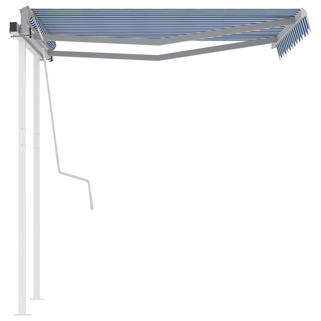 Manual Awning 3 x 2.5 m Blue and White Stripe 100% Polyester