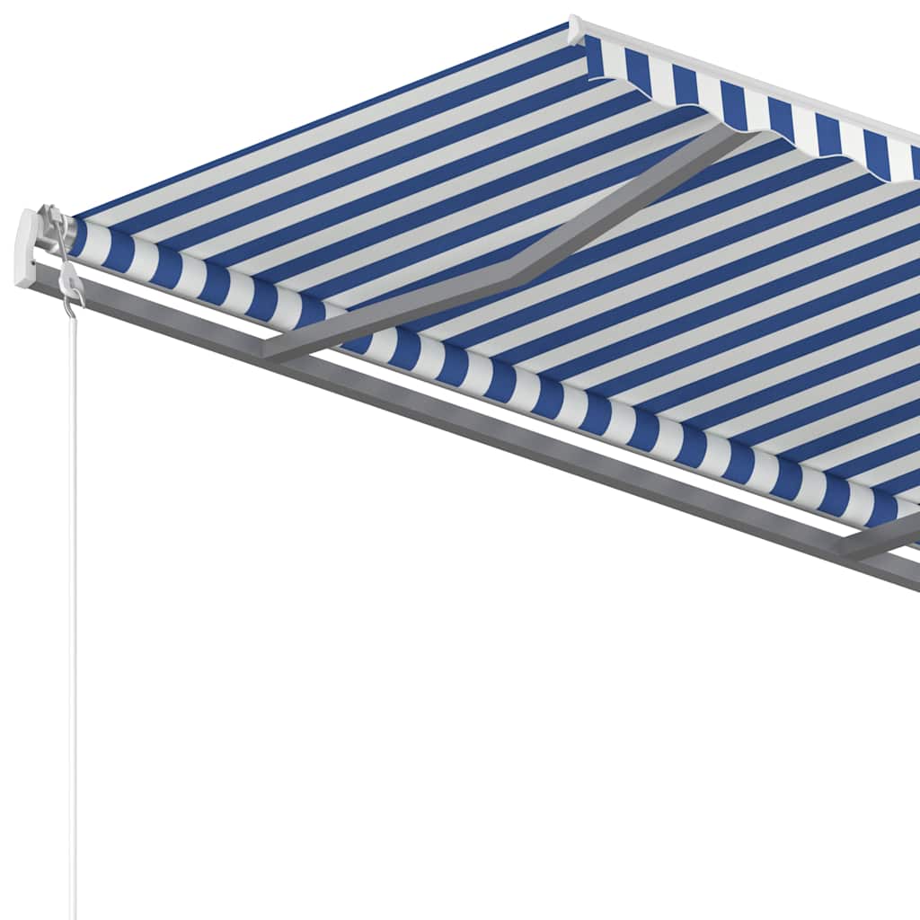 Manual Awning 3 x 2.5 m Blue and White Stripe 100% Polyester