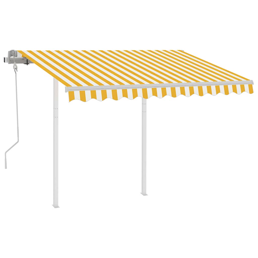 Manual Awning 3 x 2.5 m Yellow and White Stripe 100% Polyester
