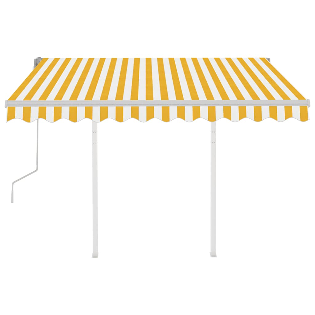 Manual Awning 3 x 2.5 m Yellow and White Stripe 100% Polyester