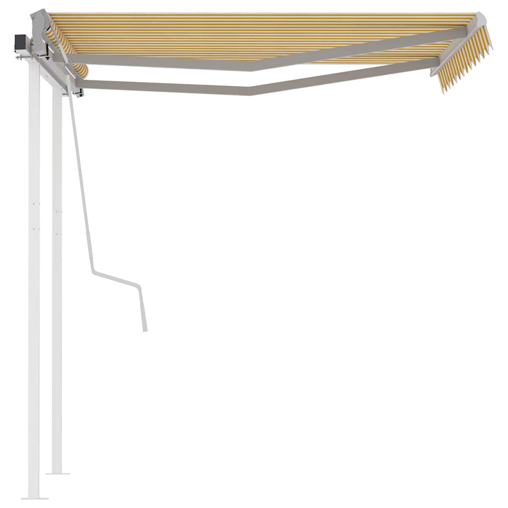 Manual Awning 3 x 2.5 m Yellow and White Stripe 100% Polyester