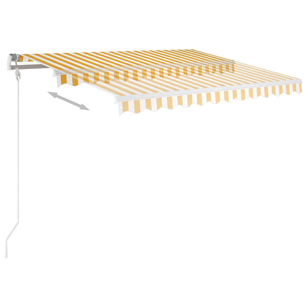 Manual Awning 3 x 2.5 m Yellow and White Stripe 100% Polyester