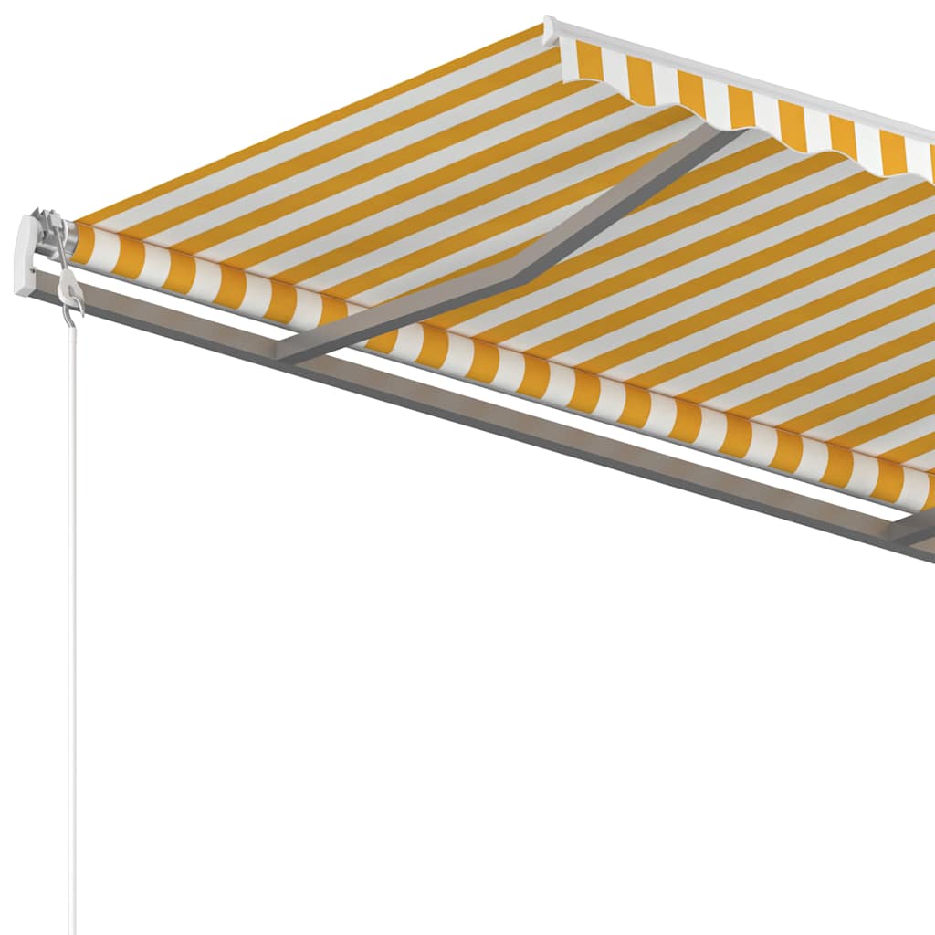 Manual Awning 3 x 2.5 m Yellow and White Stripe 100% Polyester