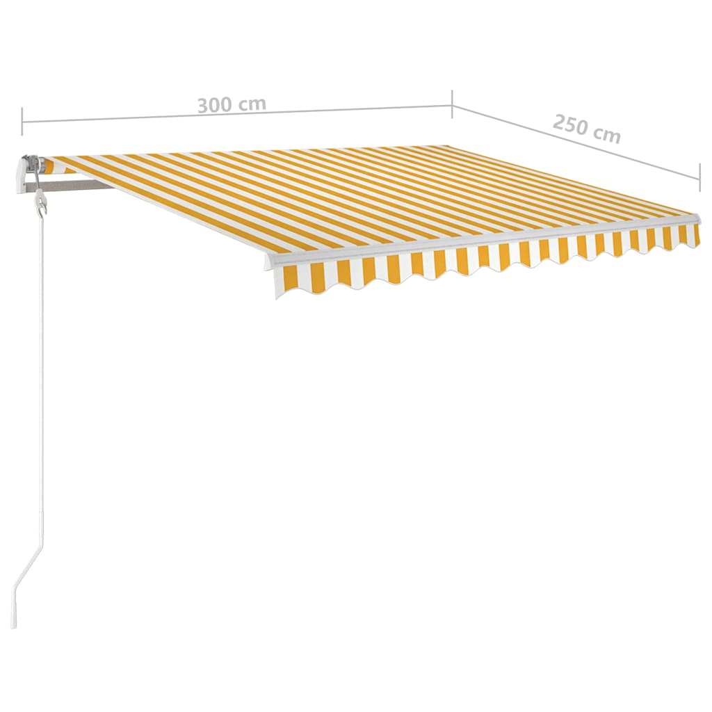 Manual Awning 3 x 2.5 m Yellow and White Stripe 100% Polyester