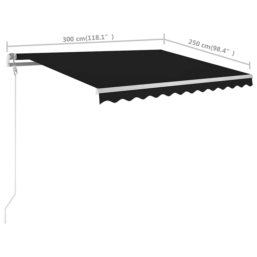 Manual Retractable Awning with Posts 3x2,5 m Anthracite