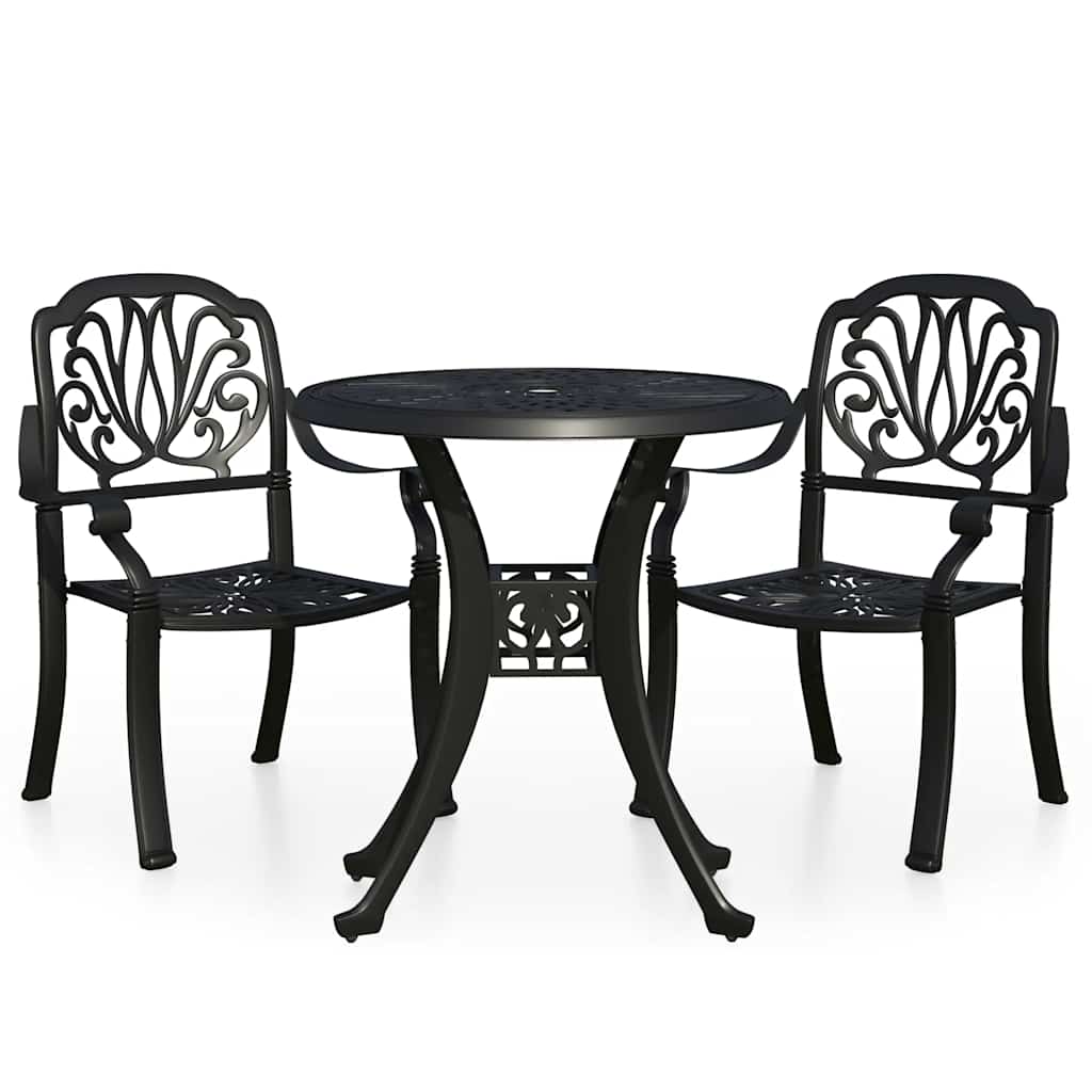 3 Piece Bistro Set Cast Aluminium Black