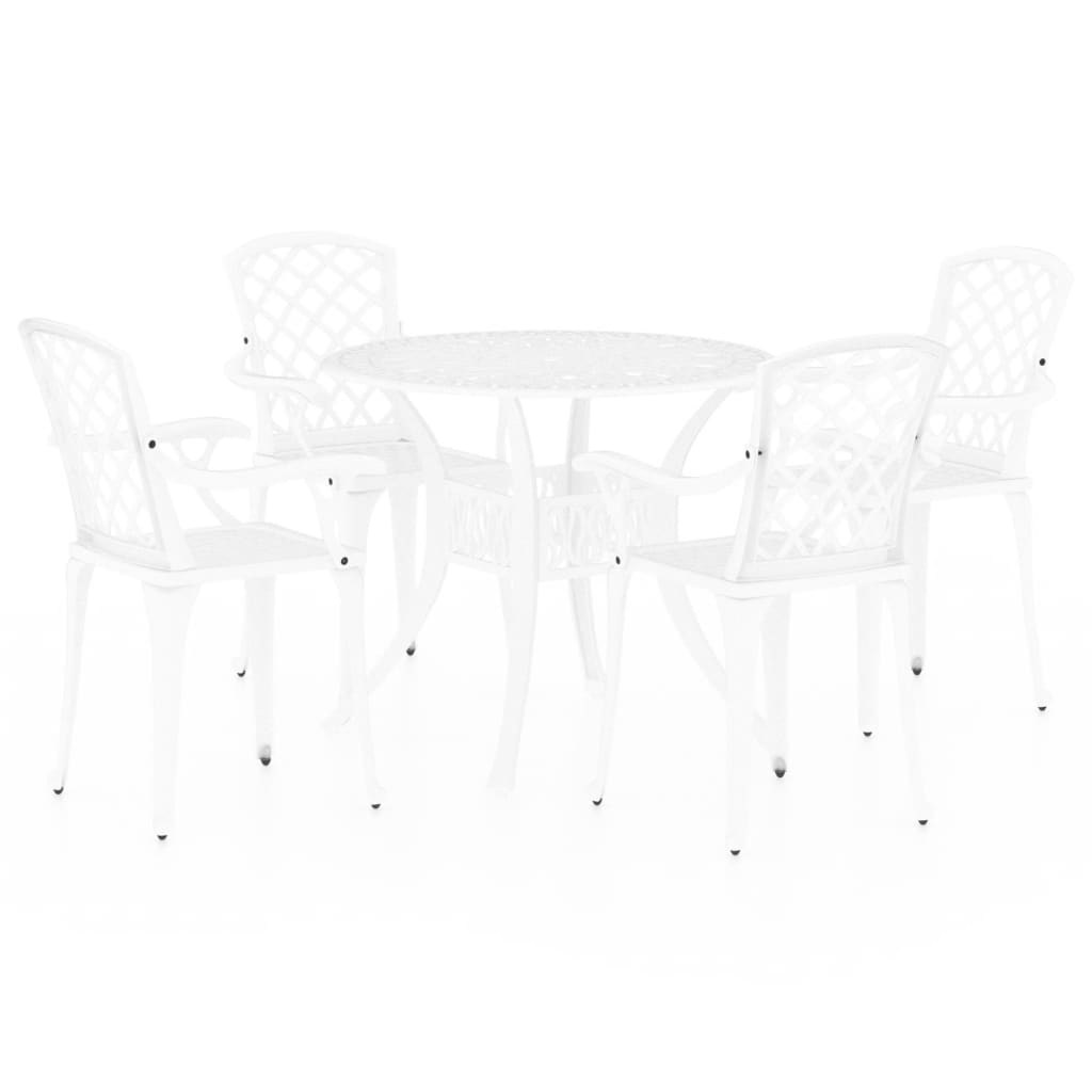 5 Piece Bistro Set Cast Aluminium White