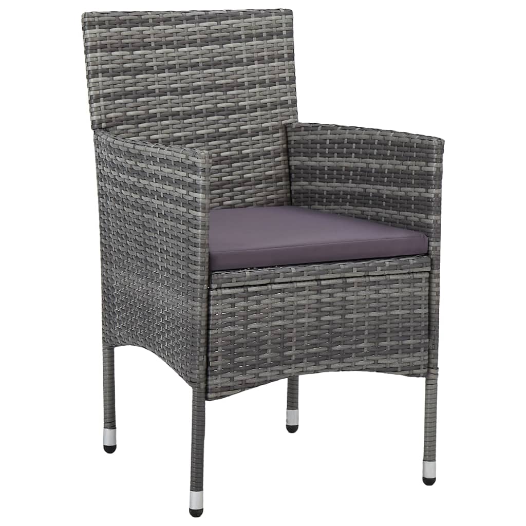 7 Piece Garden Dining Set Poly Rattan Grey