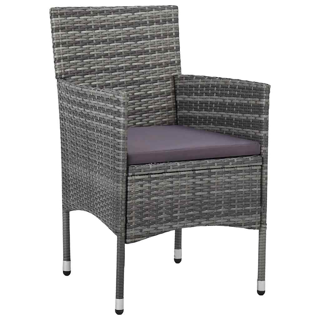 7 Piece Garden Dining Set Poly Rattan Grey