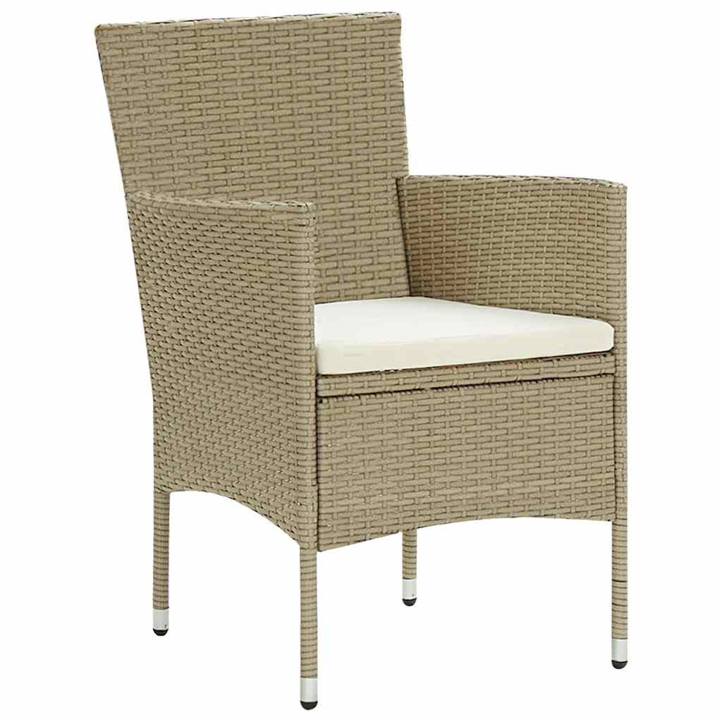 7 Piece Garden Dining Set Poly Rattan Beige