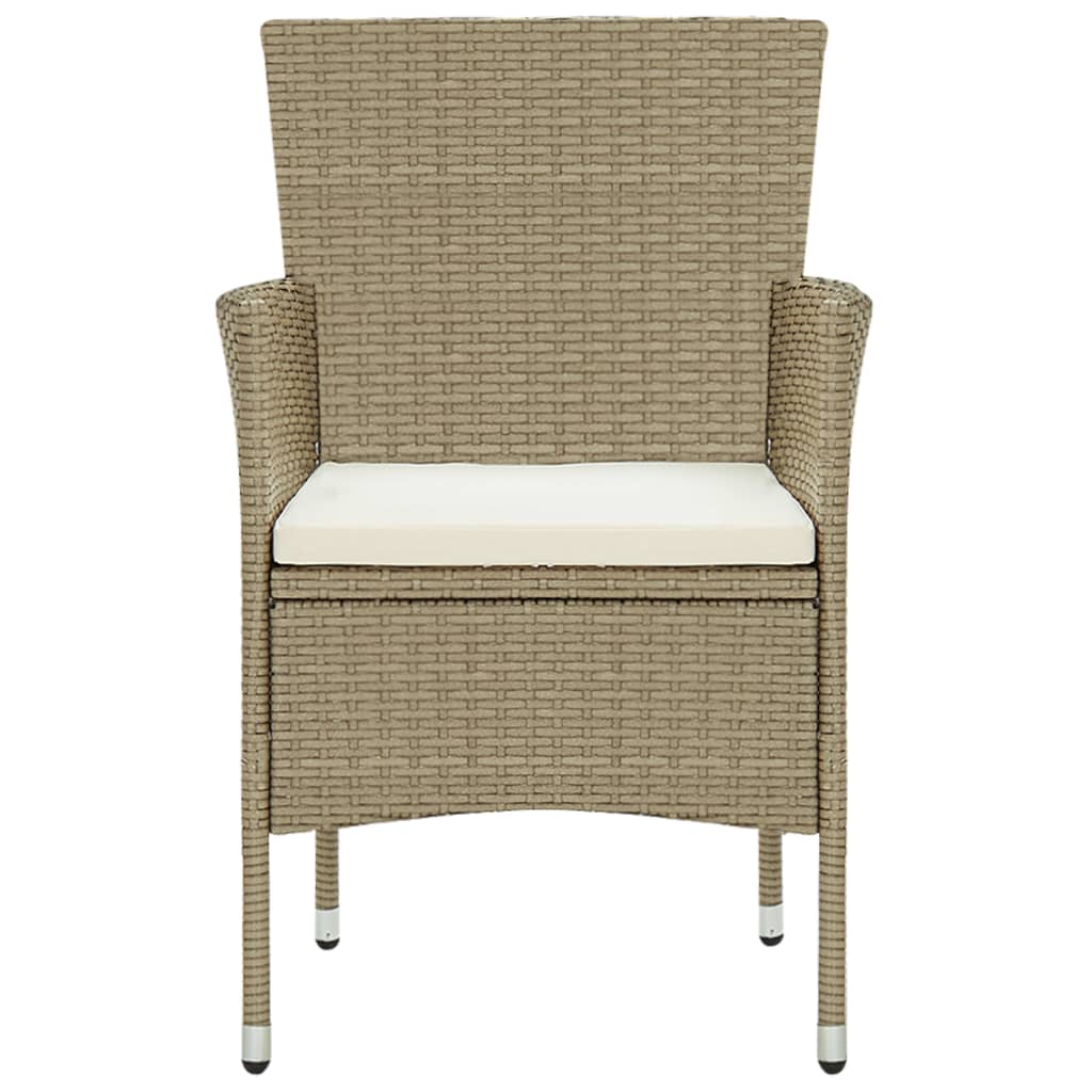 7 Piece Garden Dining Set Poly Rattan Beige