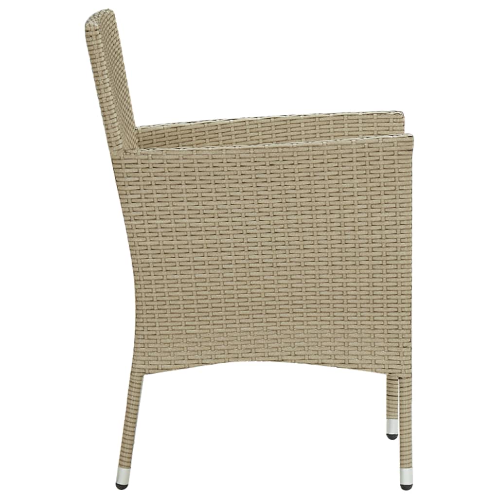7 Piece Garden Dining Set Poly Rattan Beige