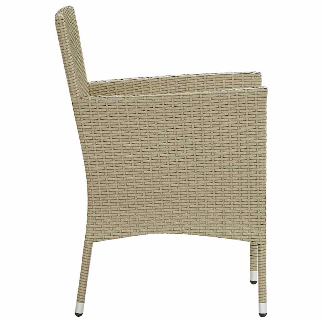 7 Piece Garden Dining Set Poly Rattan Beige