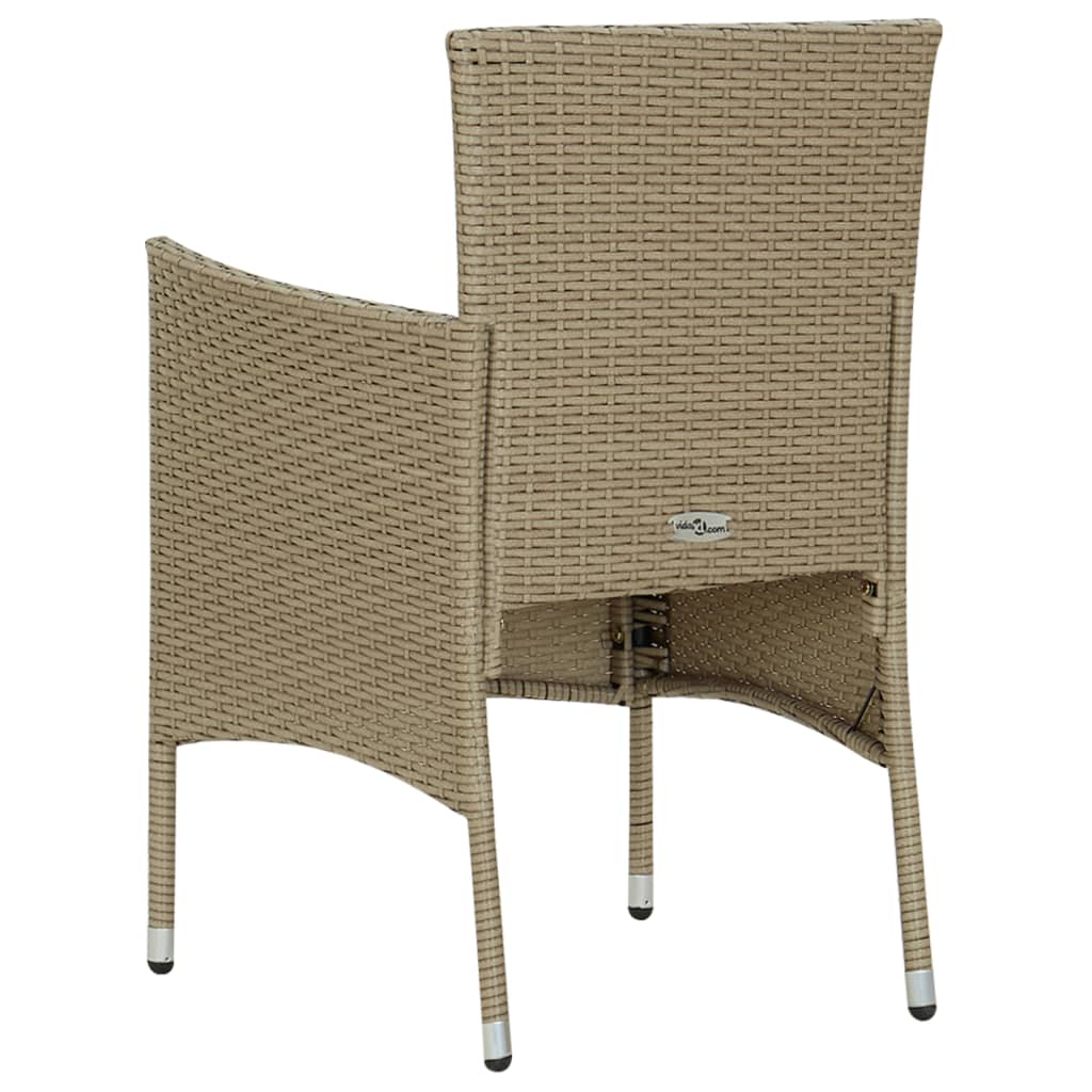 7 Piece Garden Dining Set Poly Rattan Beige