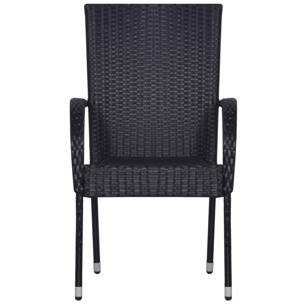 7 Piece Garden Dining Set Poly Rattan Black